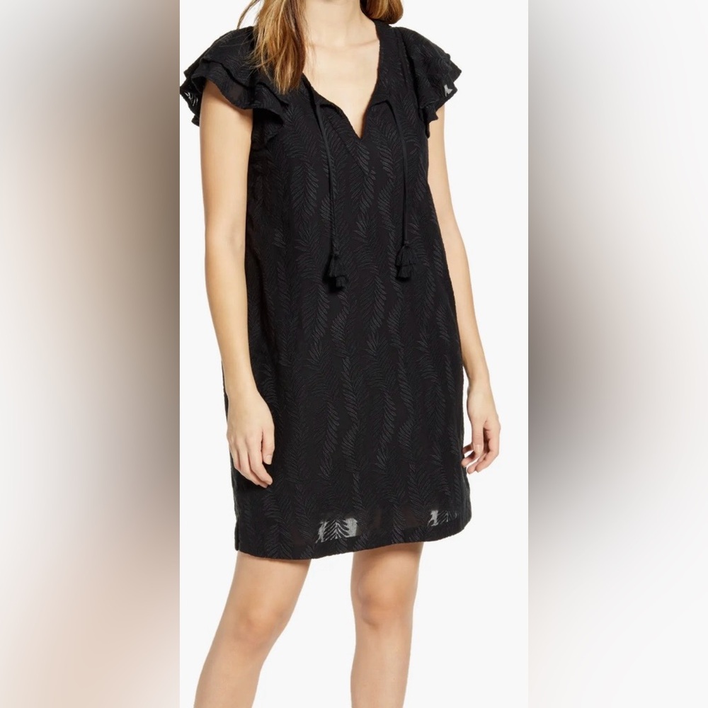 Vineyard Vines Black Palm Embroidered Tunic Dress- Size Small